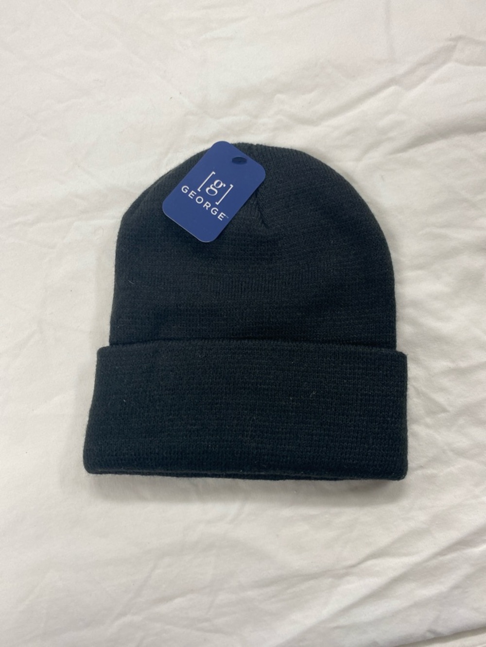George Black Fold-Over Knit Hat with Branded Tag